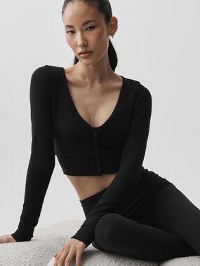 ALO Yoga Alolux Cropped Me Time Cardigan